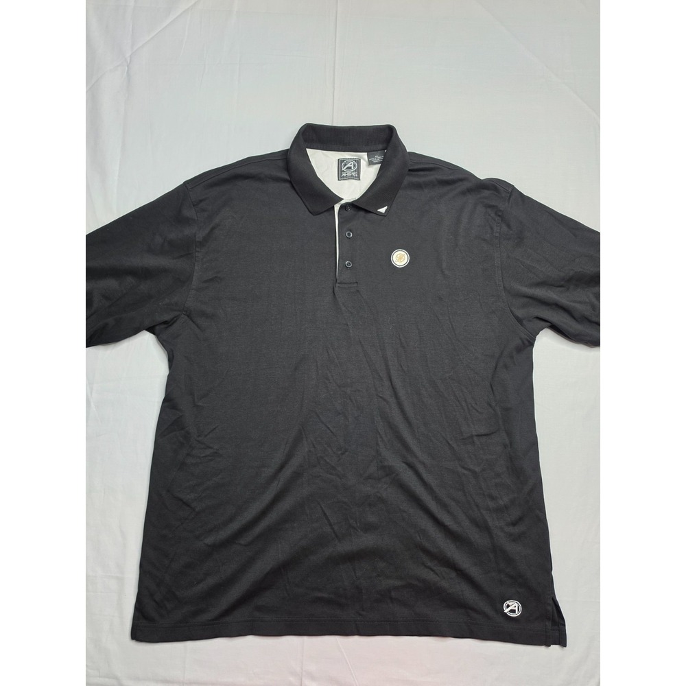 Ahead Authentics Polo Shirt Men's XL Black 100% Cotton Bacchanal 007 Logo Golf